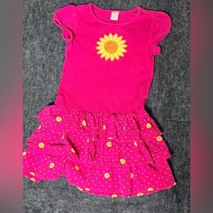 Pink Dress with Sunflower Design